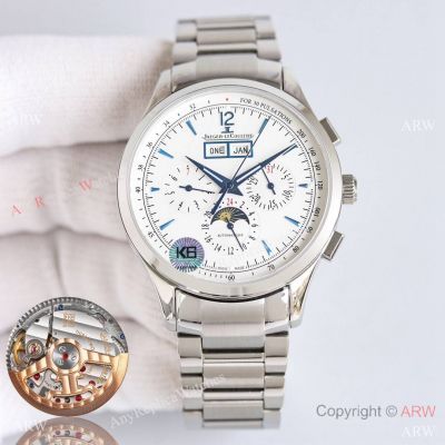 TW Swiss Jaeger-LeCoultre Master Control Chronograph Calendar Ss Blue Arabic Watches